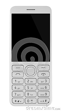 Cell phone with keypad isolated on white background Stock Photo