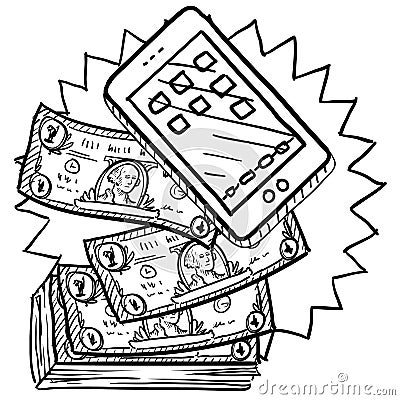 Cell phones are expensive sketch Vector Illustration