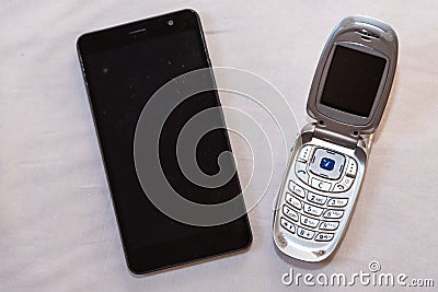 Cell Phones - Technological Development Steps Stock Photo