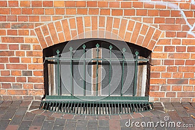 Cellar window with grid Stock Photo