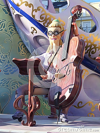 Cellist Of Las Fallas Editorial Stock Photo