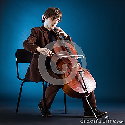 Cellist playing on cello Stock Photo