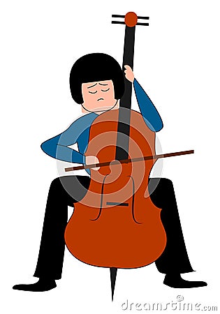 Cellist playing, illustration, vector Vector Illustration