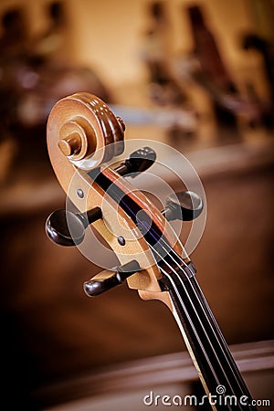 Cello details classic Musical instrument Stock Photo