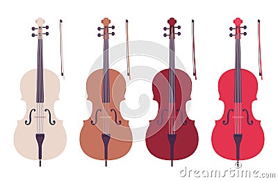 Cello double bass, symphony orchestra bowed string instrument Vector Illustration