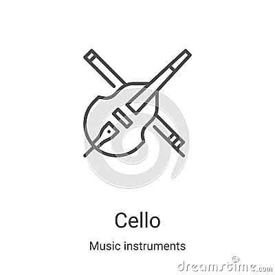 cello icon vector from music instruments collection. Thin line cello outline icon vector illustration. Linear symbol for use on Vector Illustration