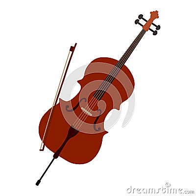 Cello, symphony orchestra bowed string instrument Vector Illustration