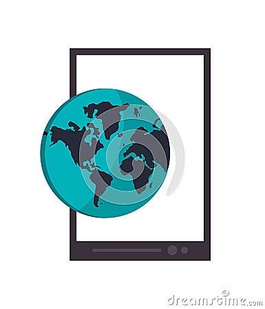 Cellphone and earth globe icon Vector Illustration