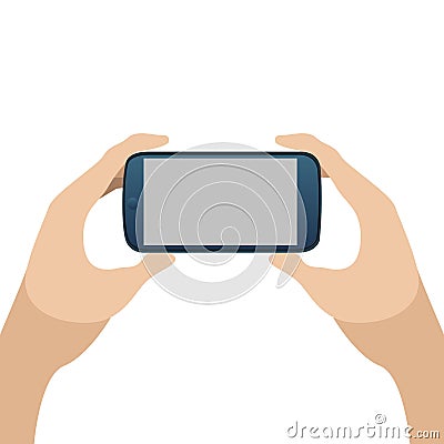 Cellphone on hands Vector Illustration