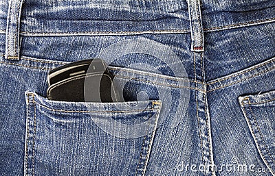 Cellphone and jeans Stock Photo