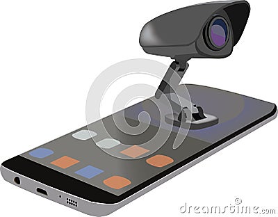 Cellphone lying down with video watching Vector Illustration