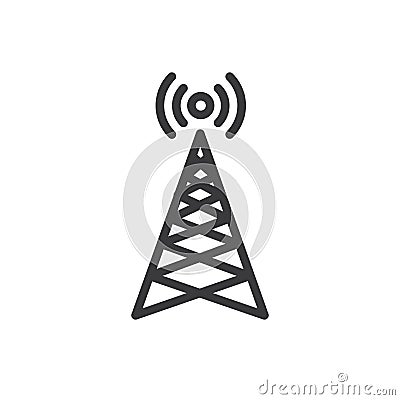 Cellphone tower icon with emitting pinging transmission waves Vector Illustration