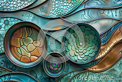 Cellular Abstract Mosaic: Circular patterns with organic shapes, generative ai Stock Photo