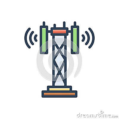 Color illustration icon for Cellular, antenna and broadcast Vector Illustration