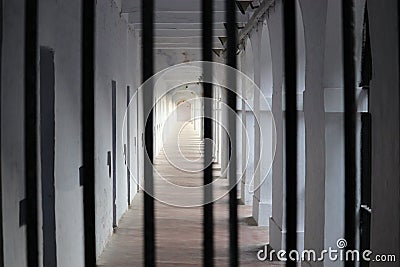 Cellular Jail caged view, Andaman and Nicobar Stock Photo
