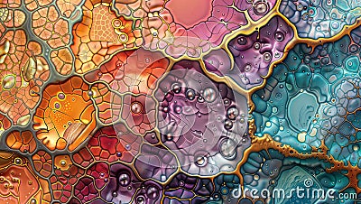 Cellular Kaleidoscope: Colorful pattern of interconnected cell-like shapes, generative ai Stock Photo