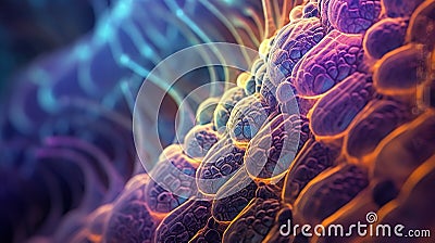 Cellular or membrane structure of tissue under the microscope at high magnification. Visualization of the structure of matter in Stock Photo