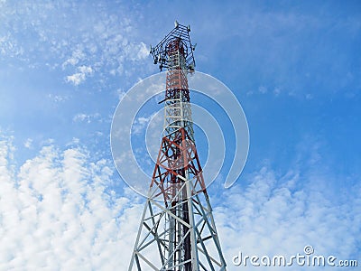 Cellular Signal Tower or Large antenna with broadcast equipment And the frequency bands in the concept of wireless communications Stock Photo