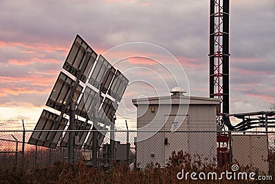 Cellular site and solar panels Stock Photo