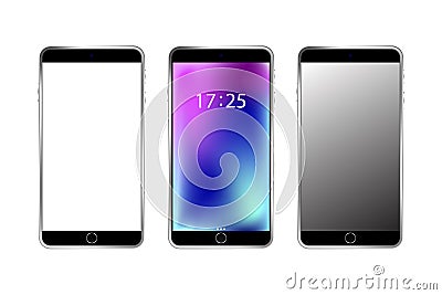 Cellular telephone. Smartphone color screen. Realistic phone mockup. Vector illustration Vector Illustration