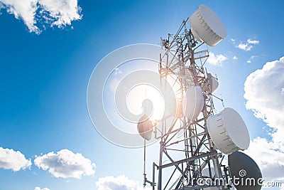 Cellular Tower in the Sun Stock Photo