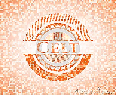Celt abstract orange mosaic emblem with background Vector Illustration