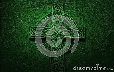 Celtic Cross on Green Background Stock Photo