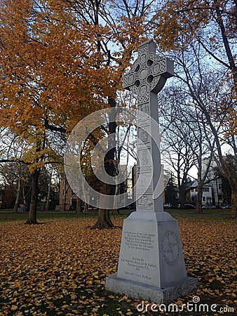 Celtic Cross - Irish Famine Monument. Editorial Stock Photo