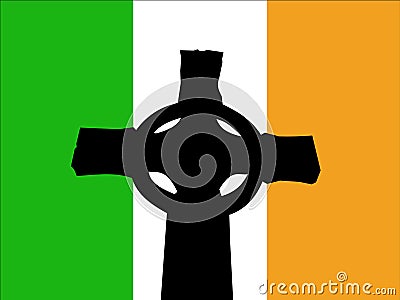 Celtic cross and Irish flag Vector Illustration