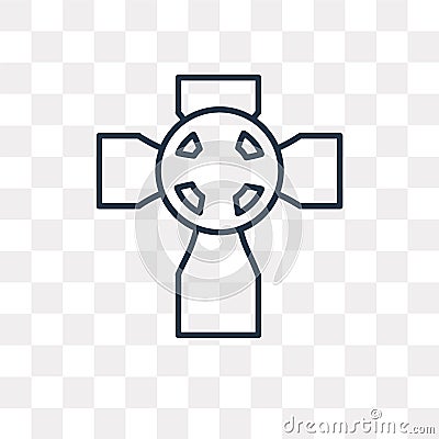 Celtic Cross vector icon on transparent background, lin Vector Illustration