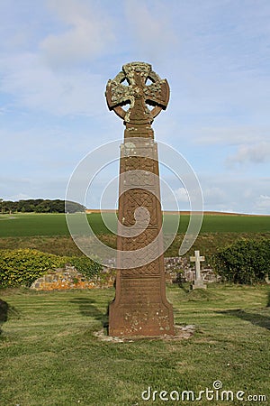 Celtic crosses, Saint Brides Churchyard, Pembrokeshire coast. Stock Photo