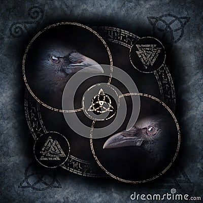 Celtic Crow Circle Stock Photo