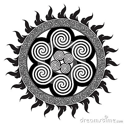 Celtic design - Spiral Celtic Sun Cartoon Illustration