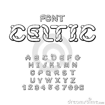 Celtic font. norse medieval ornament ABC. Traditional ancient ma Vector Illustration