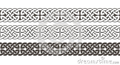 Celtic knot braided frame border ornament. Vector Illustration