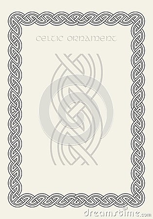 Celtic knot braided frame border ornament. Rectange size. Vector Illustration