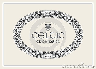 Celtic knot braided frame border ornament. A4 size Vector Illustration