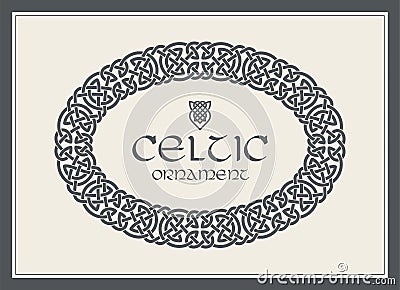 Celtic knot braided frame border ornament. A4 size Vector Illustration