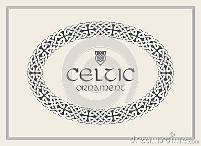 Celtic knot braided frame border ornament. A4 size Vector Illustration