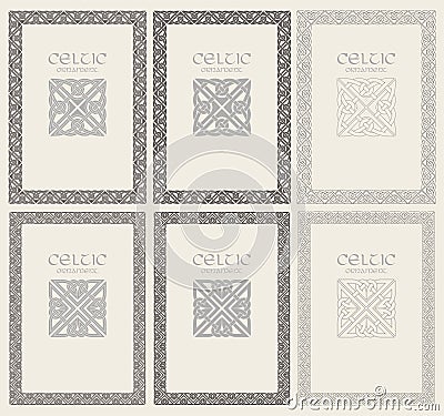 Celtic knot braided frame border ornament. A4 size Vector Illustration