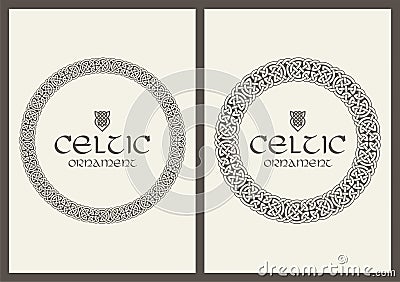 Celtic knot braided frame border ornament. A4 size Vector Illustration