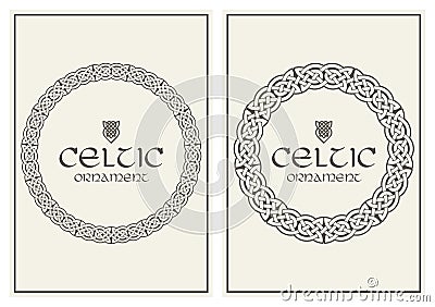 Celtic knot braided frame border ornament. A4 size Vector Illustration