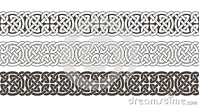 Celtic knot braided frame border ornament. Vector Illustration