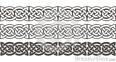 Celtic knot braided frame border ornament. Vector Illustration