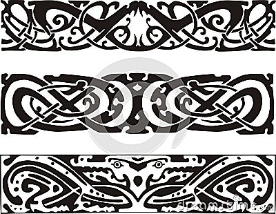 Celtic knot designs with snakes and dragon Vector Illustration