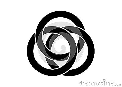 Celtic knot, interlocked circles logo, vector tattoo isolated on white background Vector Illustration