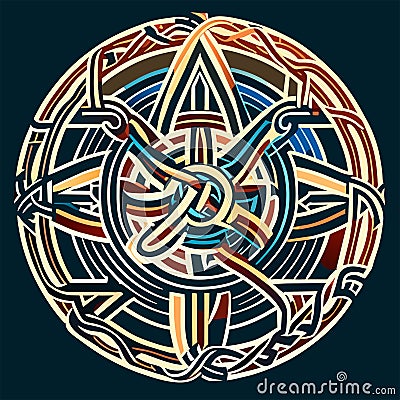 Celtic knot. Vector illustration in the style of stained glass. generative AI Vector Illustration