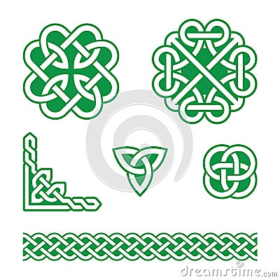 Celtic knots green patterns - Stock Photo