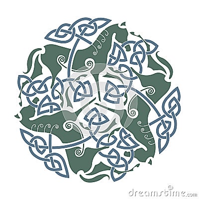 Celtic ornament with horses Vector Illustration