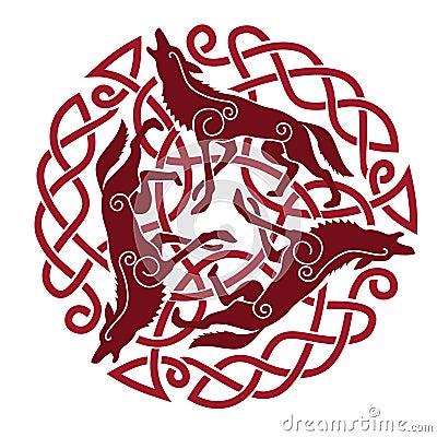 Celtic ornament with horses Vector Illustration